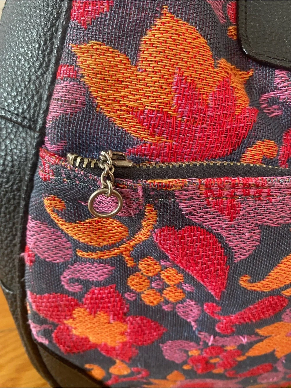 Vintage 70’s Floral Tapestry Travel Tote Bag Rare